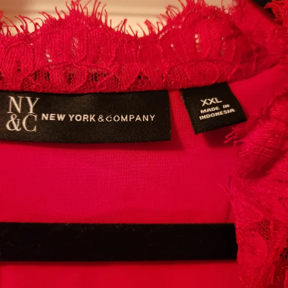 New York & Company Women's Red Lace Detail Blouse Size XXL - Picture 4 of 7